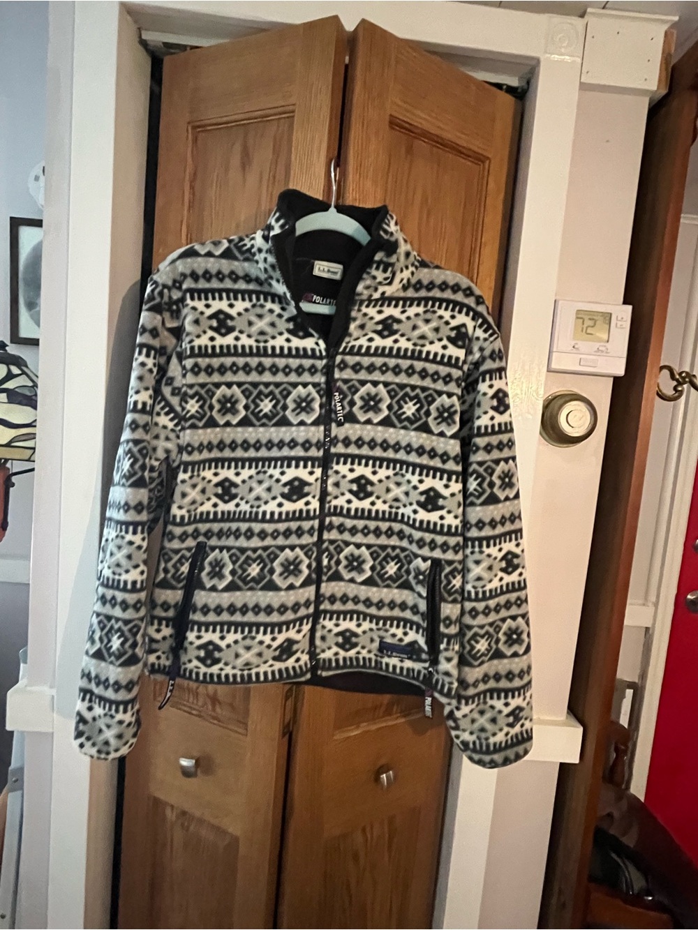 LL Bean Aztec Navajo Fleece Zip Up Jacket Womens Medium